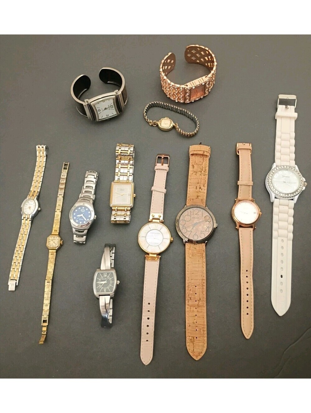 Lots Of 12 Watches Untested Parts Bulova Breda Relic Waltham Eddie Bauer Geneva
